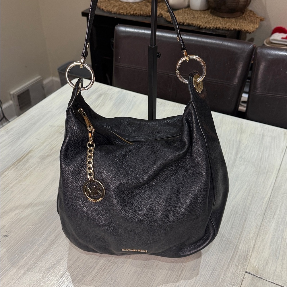 Michael Kors Black Pebbled Leather Hobo Bag
